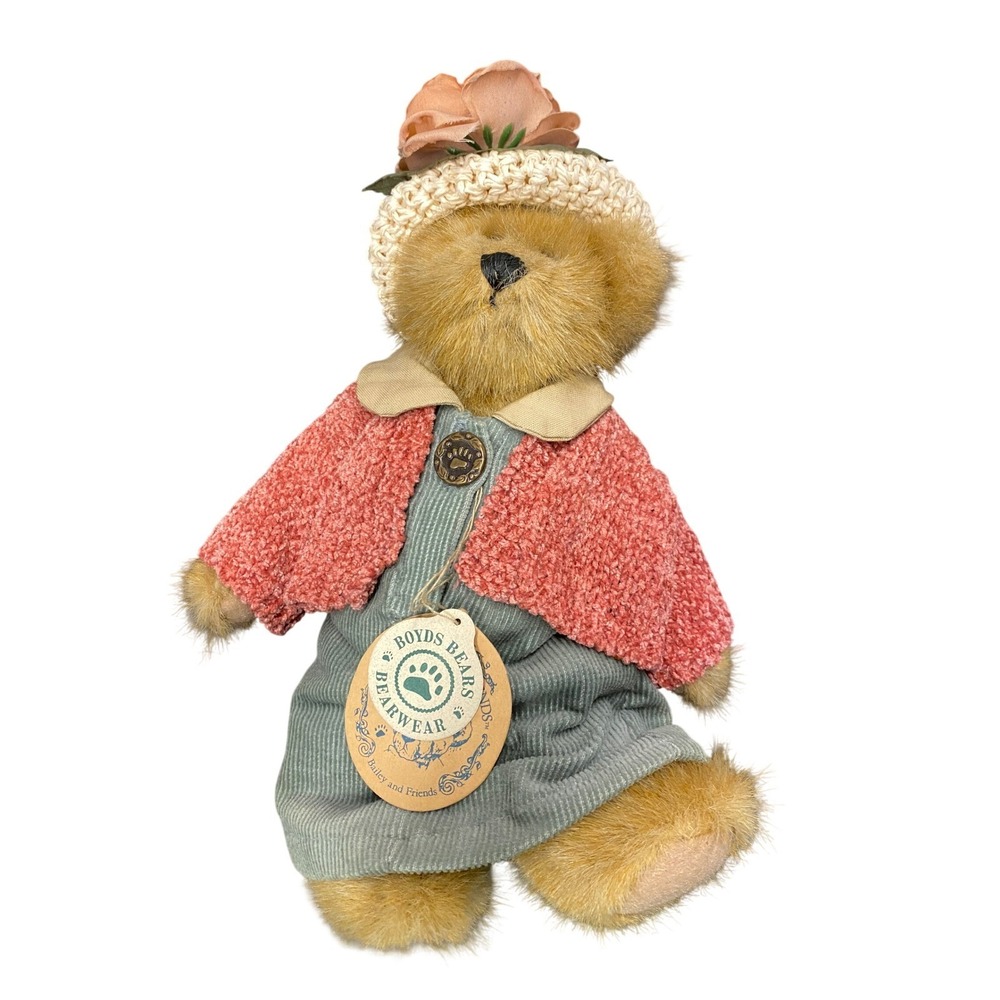 Boyds Bears Bailey Bear Plush Stuffed Animal Corduroy Dress Cardigan with tags